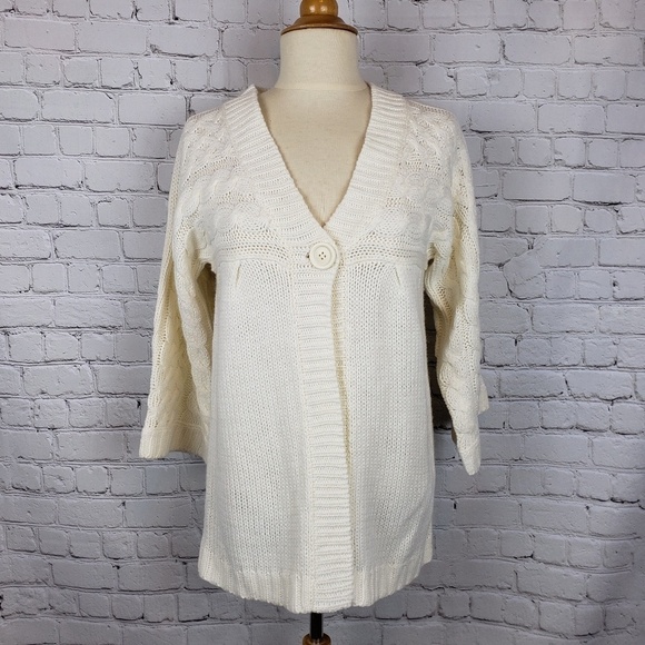 Cottagecore Coastal Granny Chunky Cable Knit Single Button Cardigan S Mi… - Picture 8 of 8